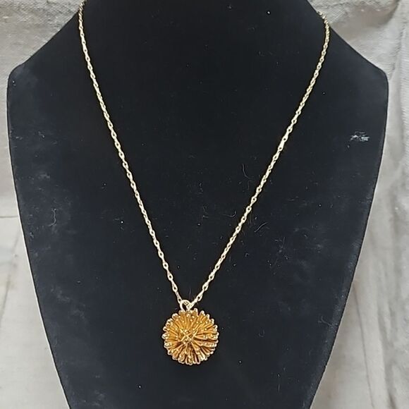 Handmade Vermeil Golden Pinecone Prickly Pendant Necklace - Picture 1 of 8